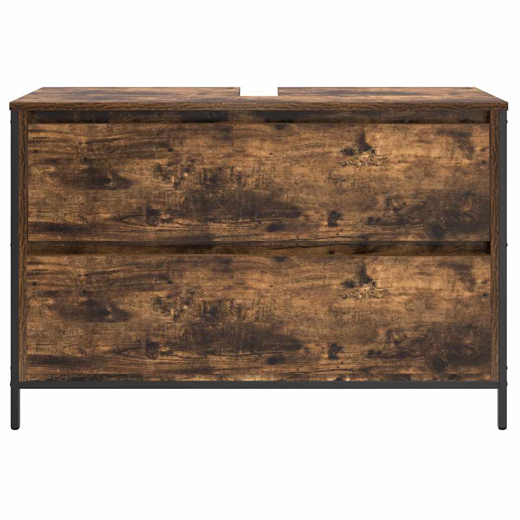 Badrumsunderskåp med lådor Rökfärgad Ek 90x34,5x60 cm