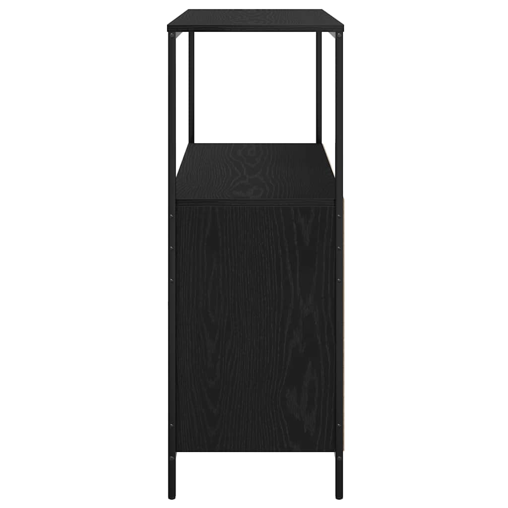 Badrumsunderskåp med hyllor Svart Ek 76,5x35x95 cm