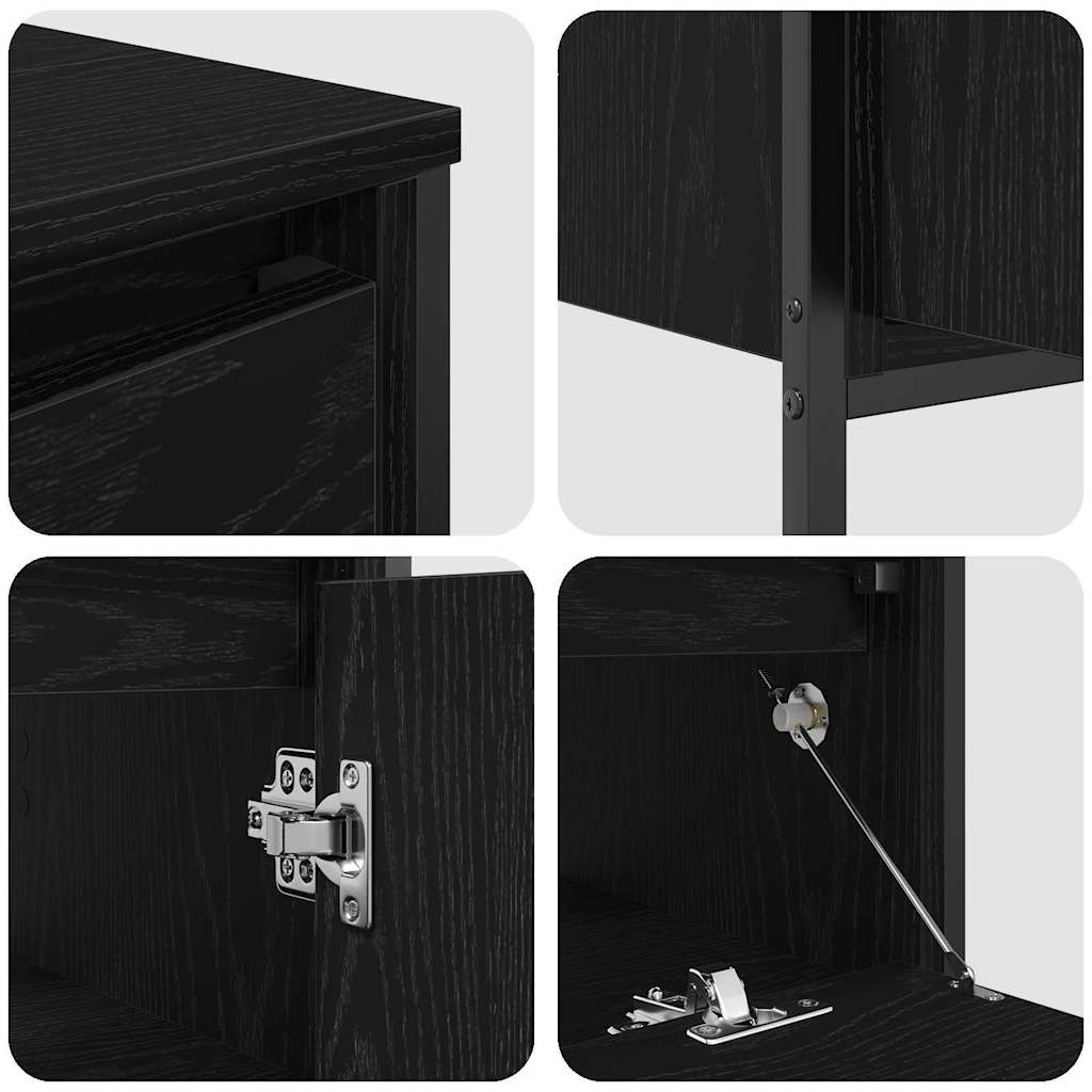 Badrumsmöbelset med hylla 3 pcs Svart Ek 90 x 34.5 x 60 cm