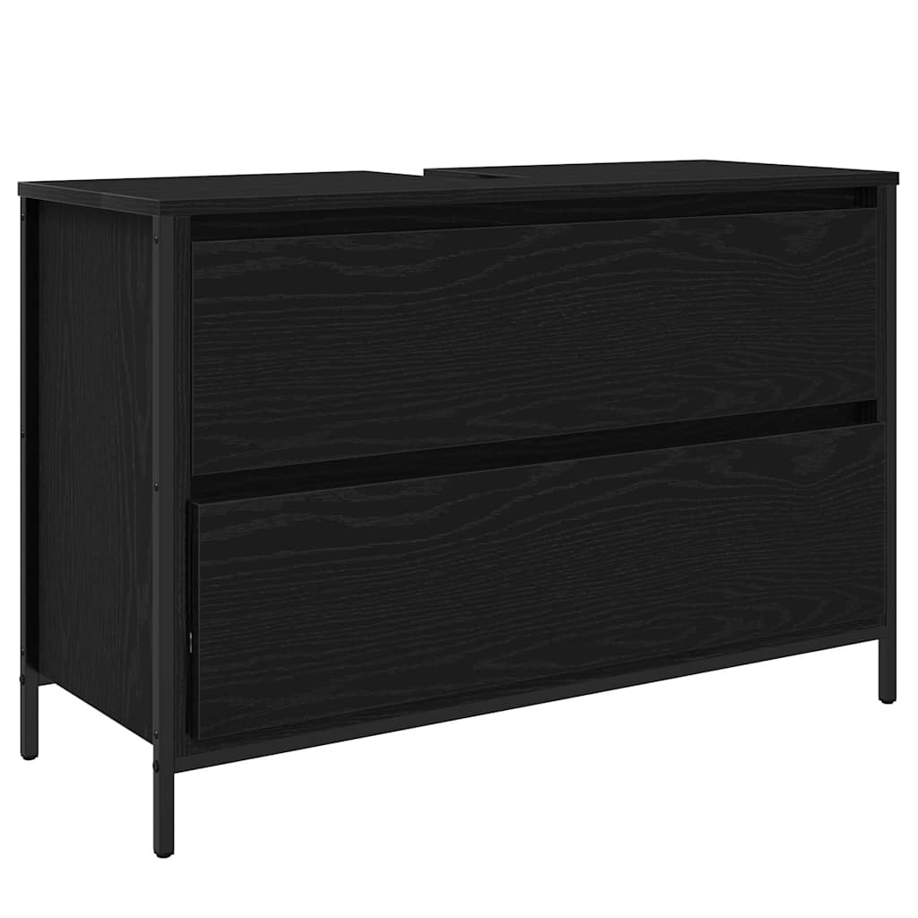 Badrumsmöbelset med hylla 3 pcs Svart Ek 90 x 34.5 x 60 cm