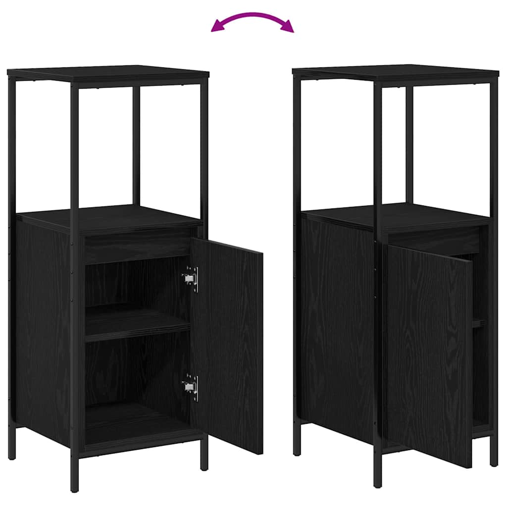 Badrumsmöbelset med hylla 3 pcs Svart Ek 90 x 34.5 x 60 cm