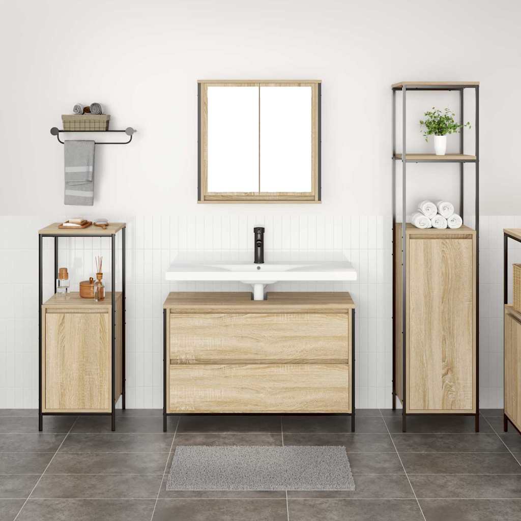 Badrumsmöbelset med hylla 3 pcs Sonoma Ek 90 x 34.5 x 60 cm