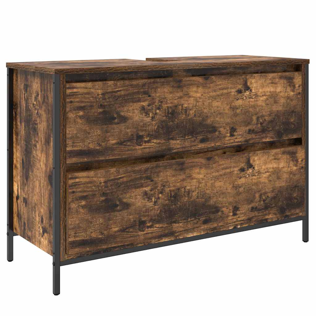 Badrumsmöbelset med hylla 3 pcs Rökfärgad ek 90 x 34.5 x 60 cm