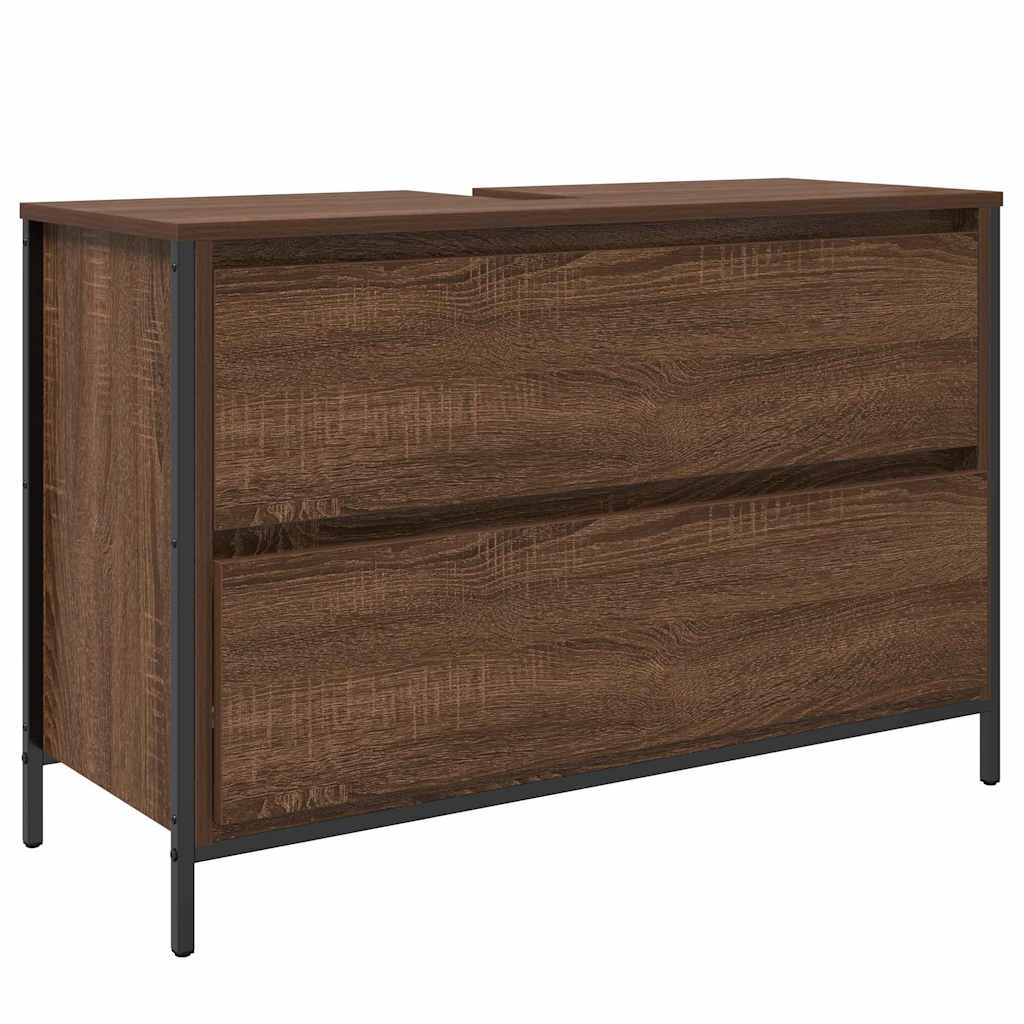 Badrumsmöbelset med hylla 3 pcs brun ek 90 x 34.5 x 60 cm