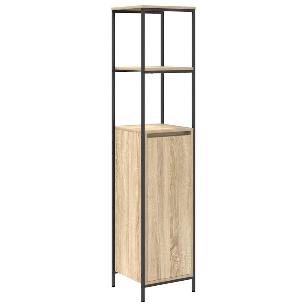 Badrumsmöbelset 5 pcs Sonoma ek och svart 36 x 35 x 165 cm