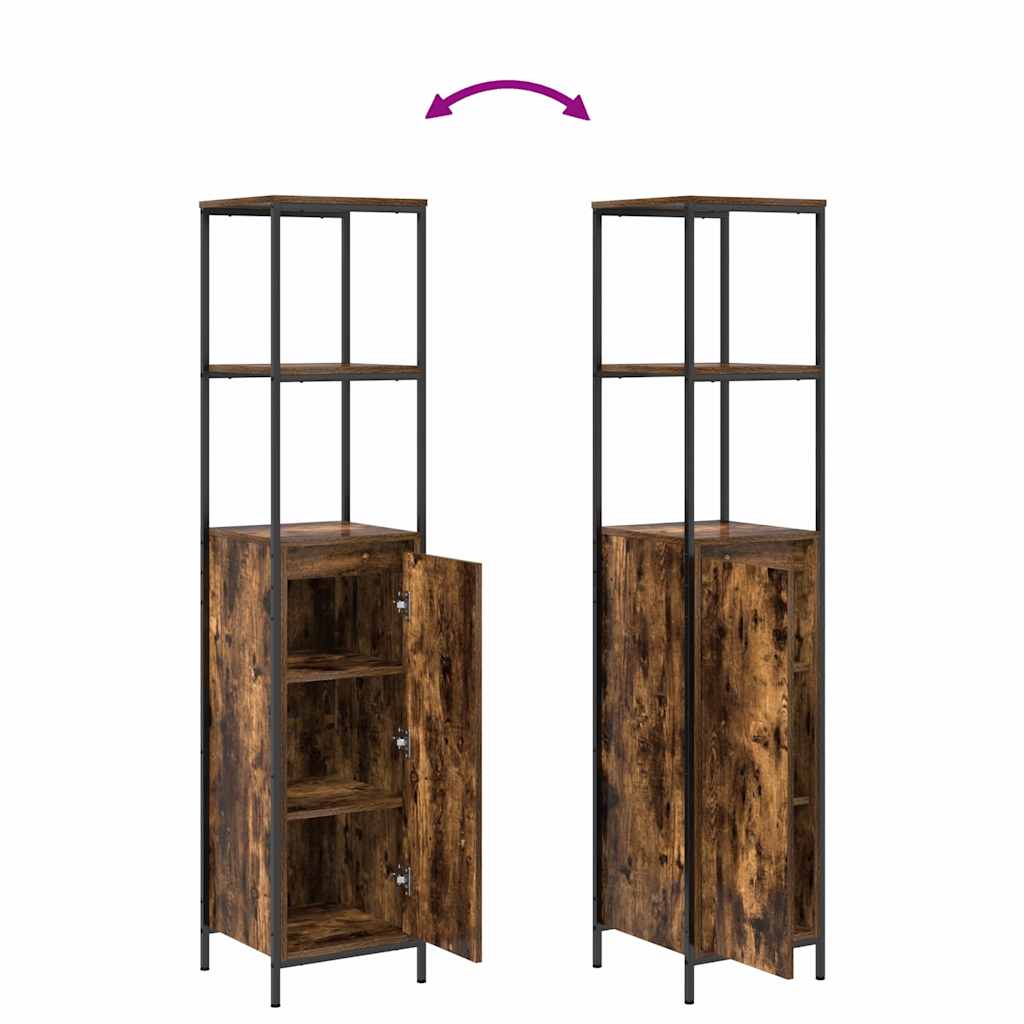 Badrumsmöbelset 2 pcs Rökt ek och svart 36 x 35 x 165 cm