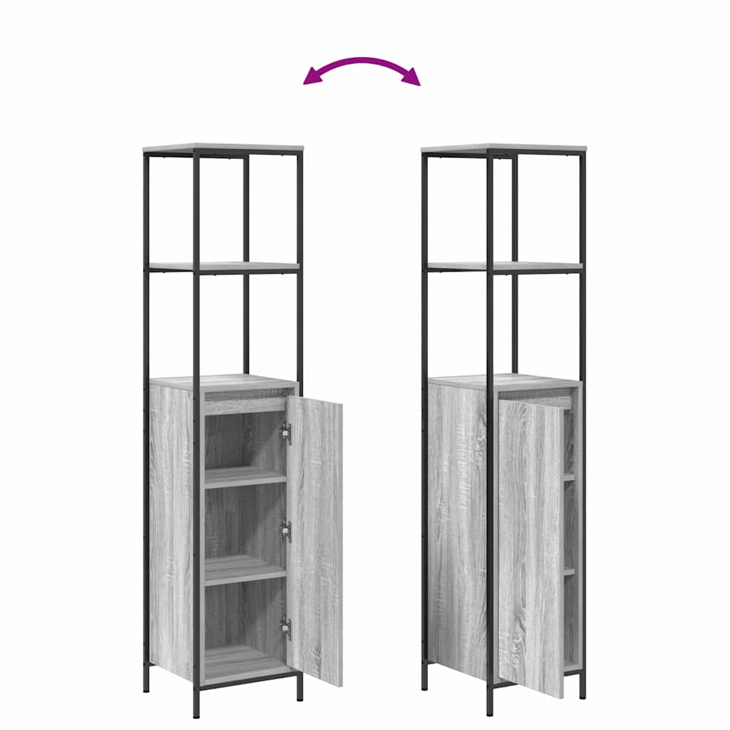 Badrumsmöbelset 2 pcs Grå sonoma och svart 36 x 35 x 165 cm