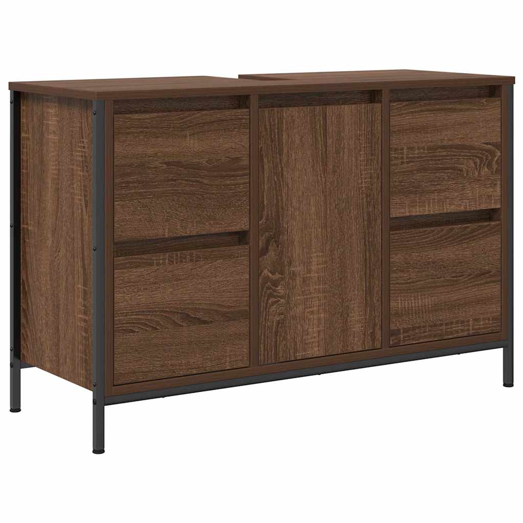 Badrumsmöbelset 2 pcs Brun Ek och Svart 36 x 35 x 165 cm
