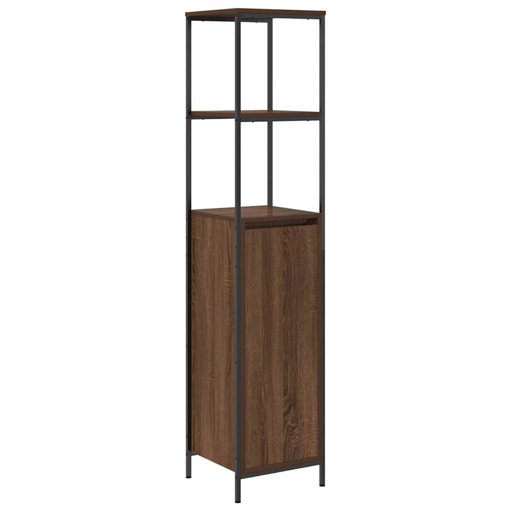 Badrumsmöbelset 5 pcs Brun ek och svart 36 x 35 x 165 cm