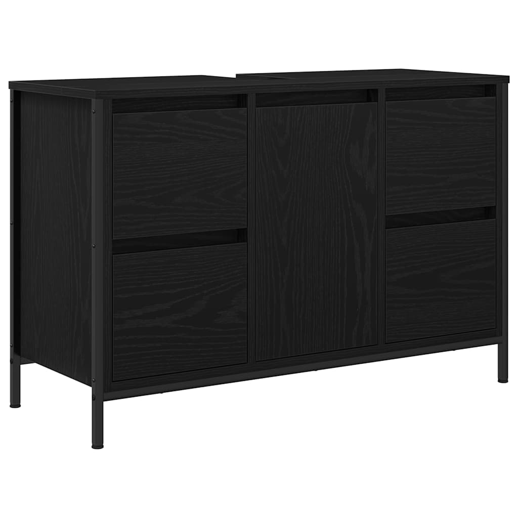 Badrumsmöbelset med låda 2 pcs Svart Ek 36 x 35 x 165 cm