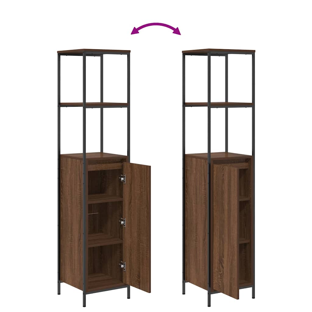 Badrumsmöbelset 2 pcs Brun Ek och Svart 36 x 35 x 165 cm
