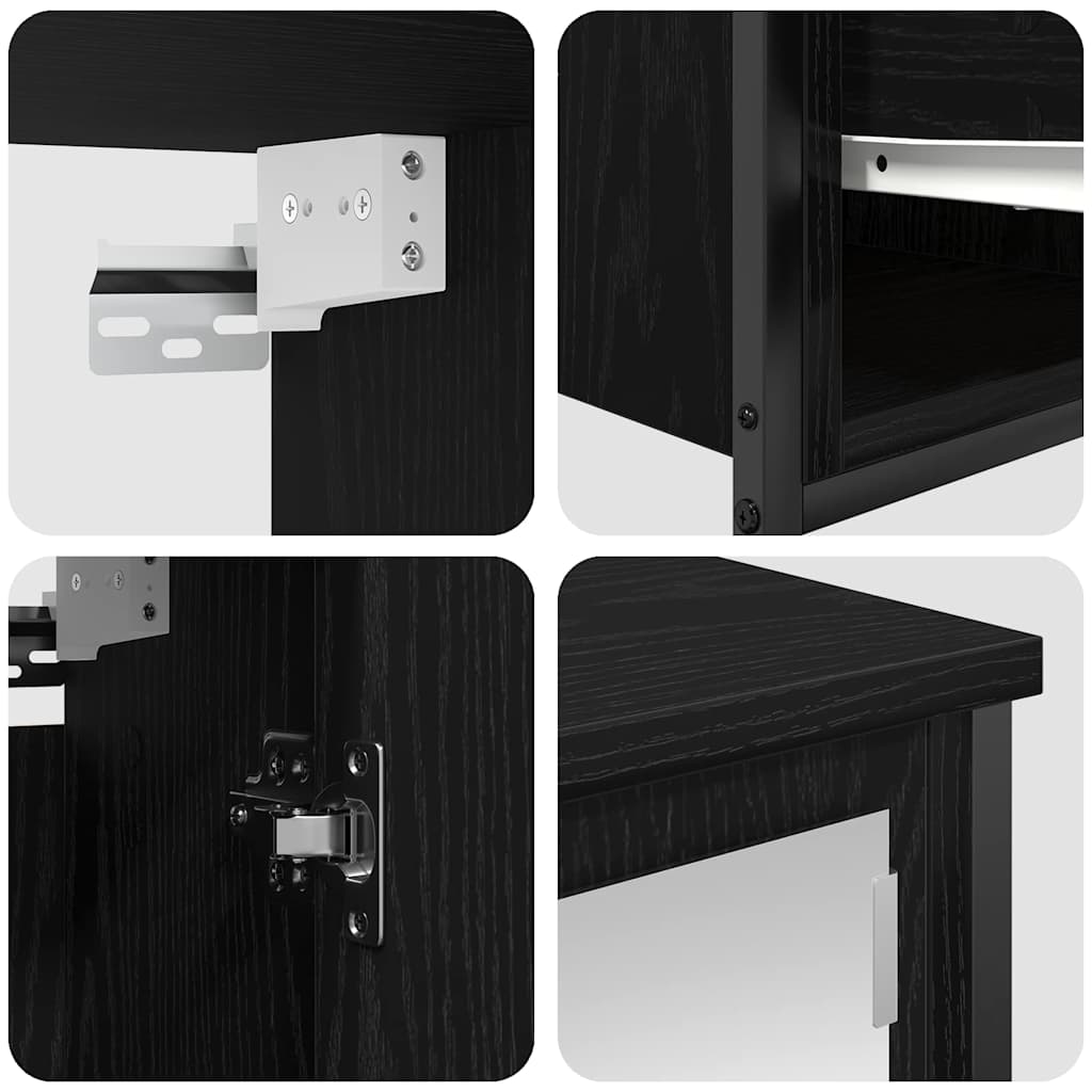 Badrumsmöbelset med hylla 5 pcs Svart Ek 36 x 35 x 165 cm