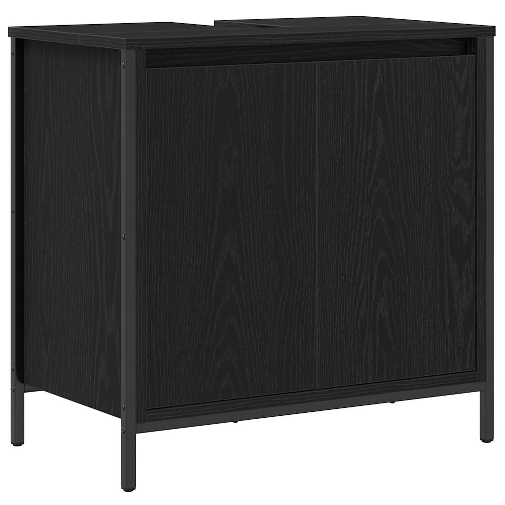 Badrumsmöbelset med hylla 5 pcs Svart Ek 36 x 35 x 165 cm