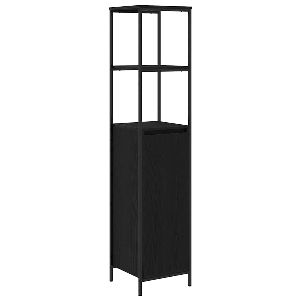 Badrumsmöbelset med hylla 5 pcs Svart Ek 36 x 35 x 165 cm