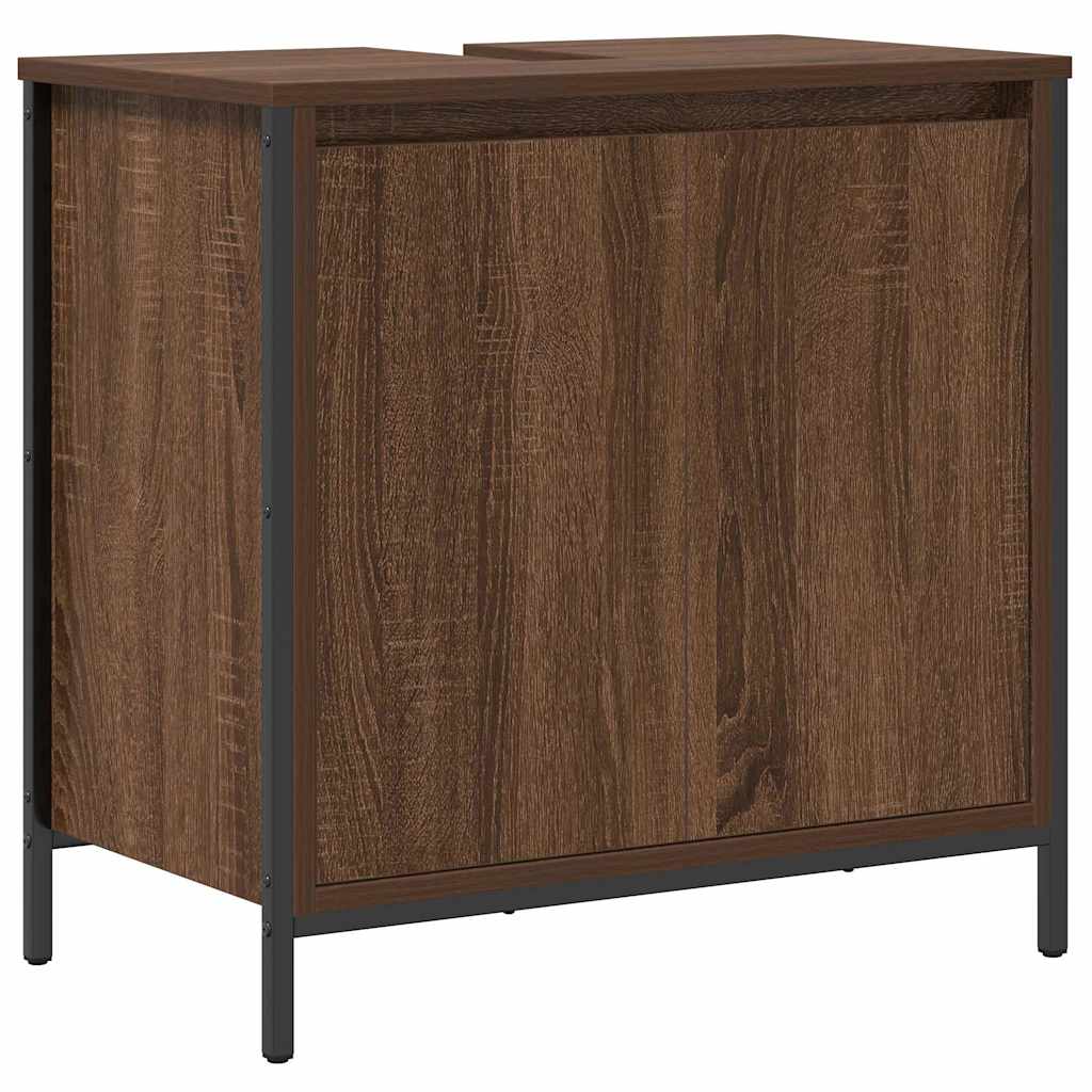 Badrumsmöbelset 5 pcs Brun ek och svart 36 x 35 x 165 cm