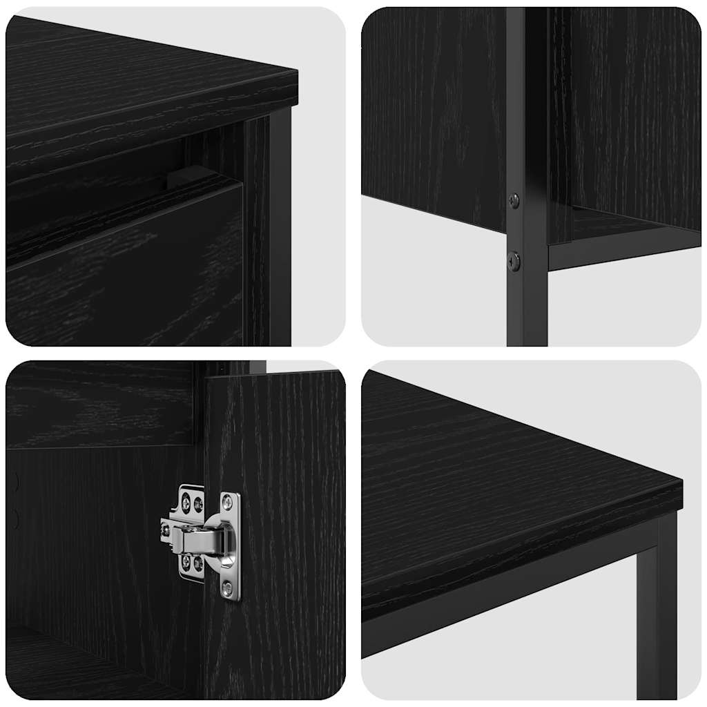 Badrumsmöbelset med hylla 3 pcs Svart Ek 36 x 35 x 165 cm