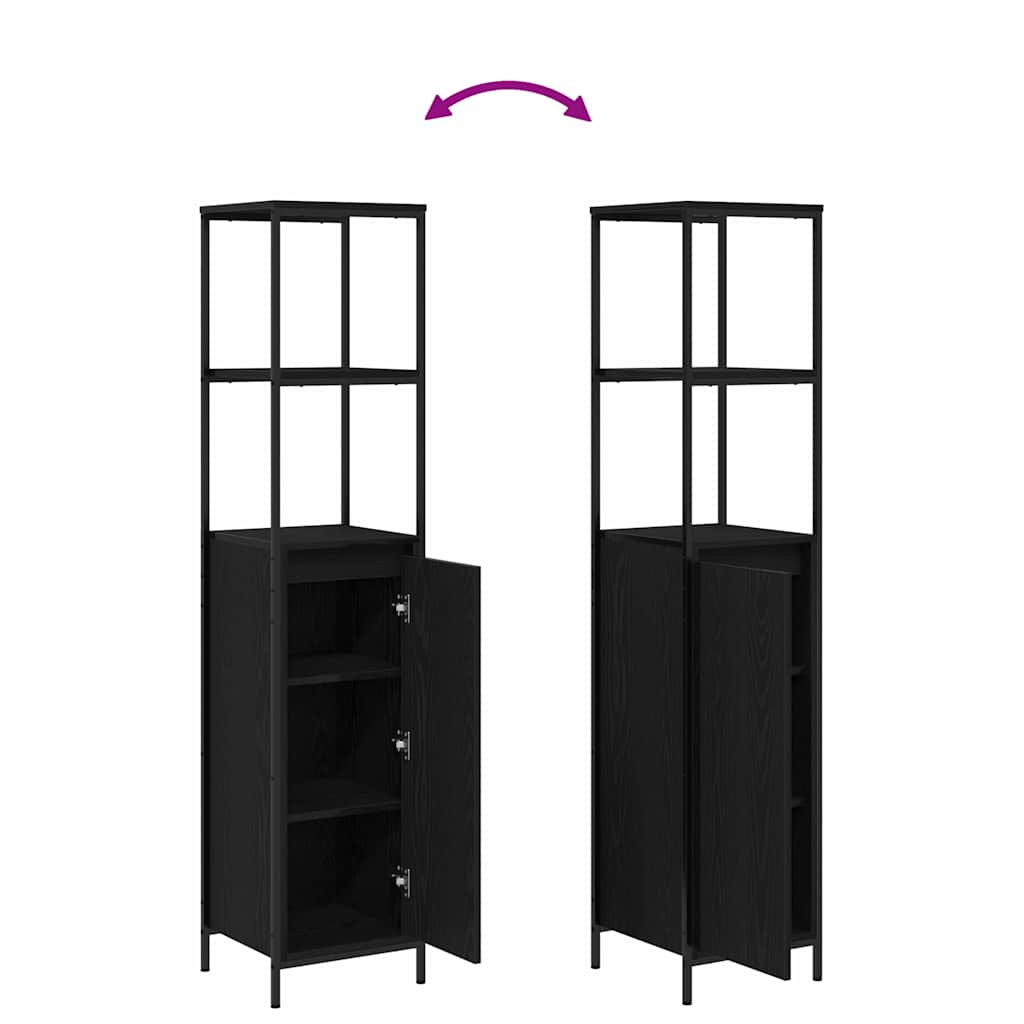 Badrumsmöbelset med hylla 3 pcs Svart Ek 36 x 35 x 165 cm