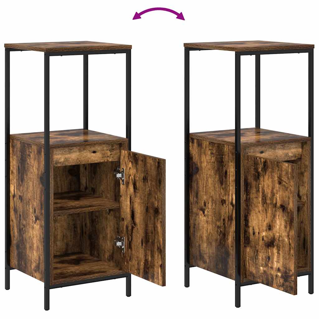 Badrumsmöbelset 3 pcs Rökt ek och svart 36 x 35 x 165 cm