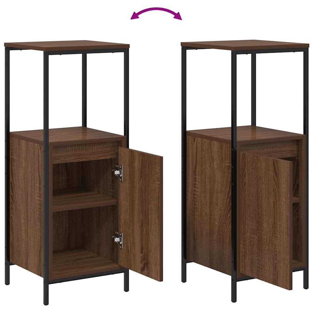 Badrumsmöbelset 5 pcs Brun ek och svart 36 x 35 x 165 cm
