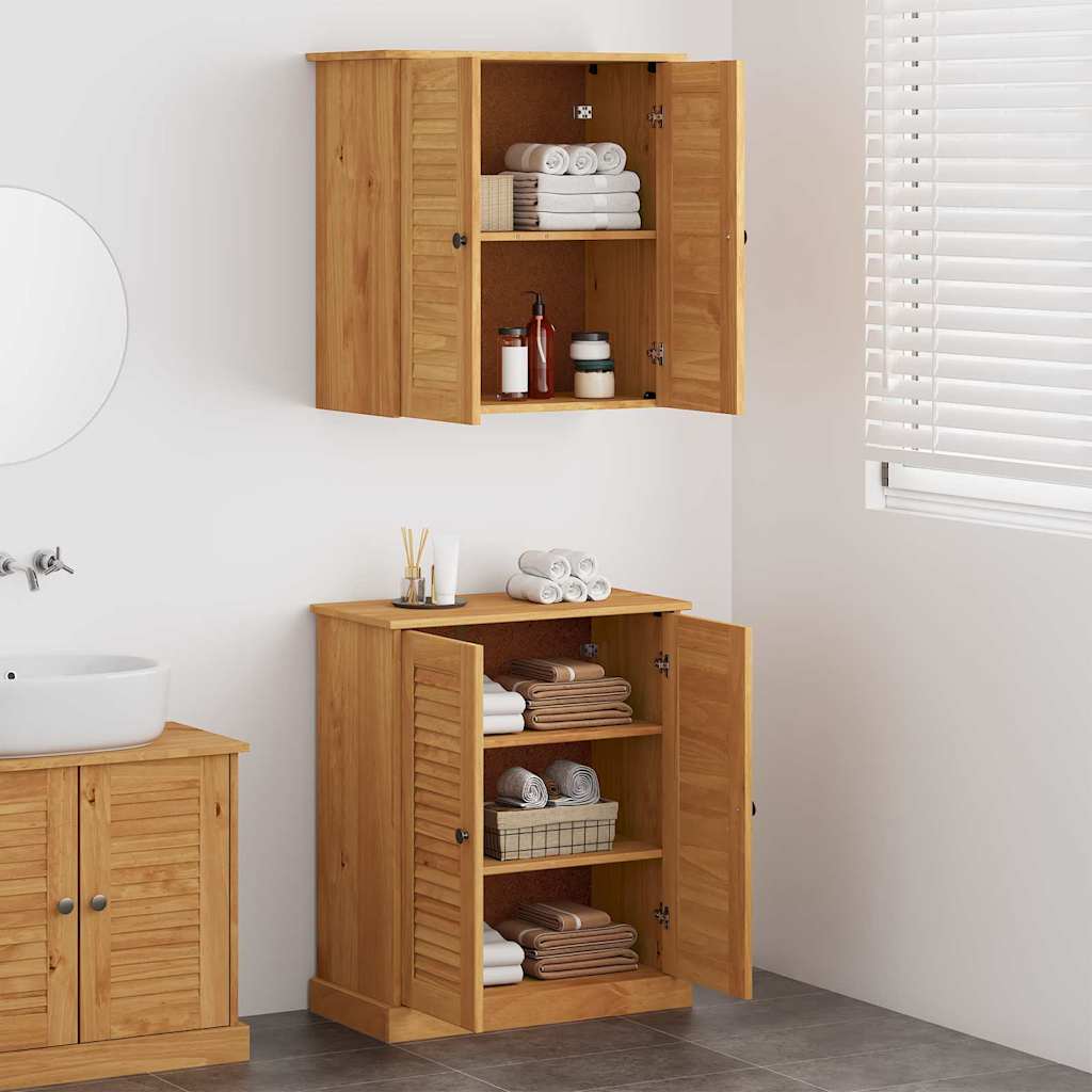 Badrumsmöbelset VIGO 2 pcs Brun 67,5 x 34 x 80 cm Massiv furu