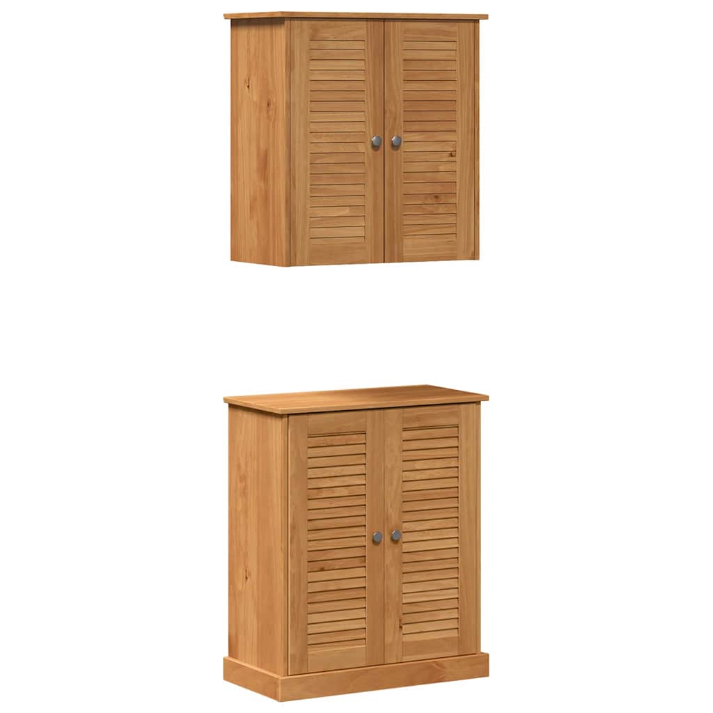 Badrumsmöbelset VIGO 2 pcs Brun 67,5 x 34 x 80 cm Massiv furu