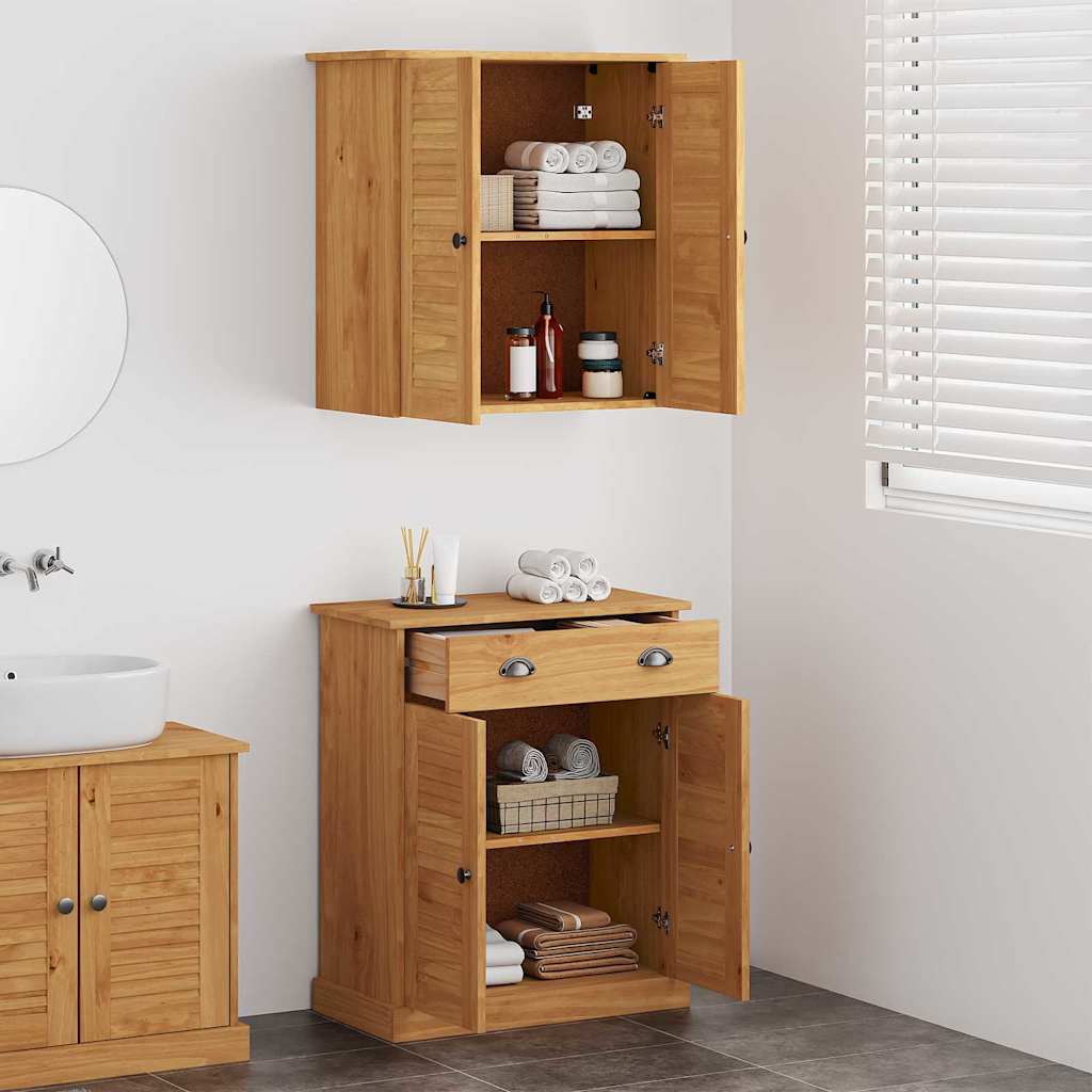 Badrumsmöbelset VIGO 2 pcs Brun 67,5 x 34 x 80 cm Massiv furu