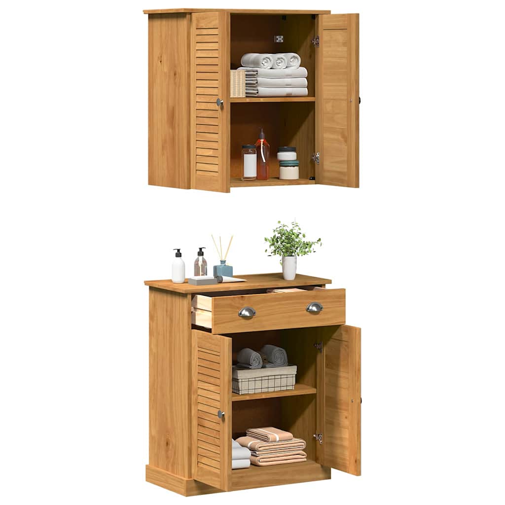 Badrumsmöbelset VIGO 2 pcs Brun 67,5 x 34 x 80 cm Massiv furu