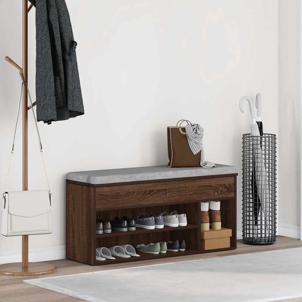 Skoställ Brun Ek Skobänk 102x30,5x45 cm
