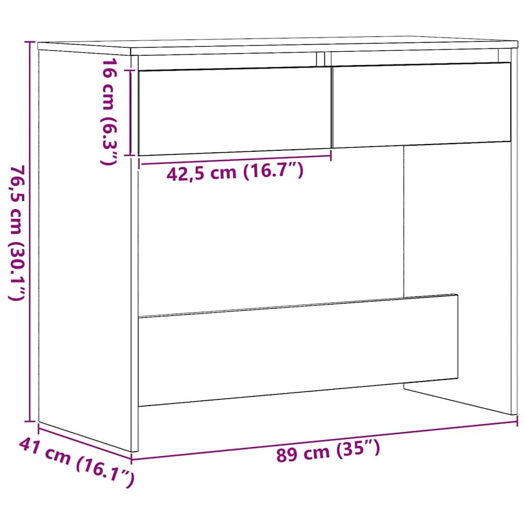 Avlastningsbord Konsolbord Svart Ek 89x41x76,5 cm
