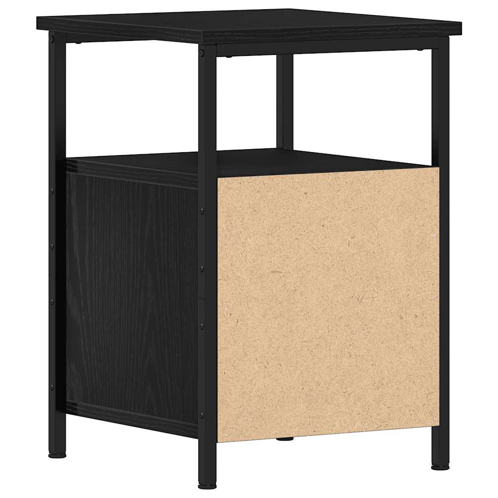 Sängbord 2 st svart ek 34x35,5x50 cm parkett