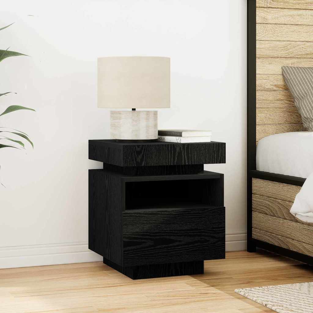 Sängbord 2 pcs Svart ek 40 x 39 x 48.5 cm Konstruerat trä