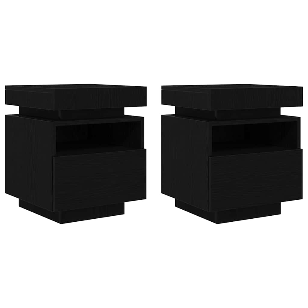 Sängbord 2 pcs Svart ek 40 x 39 x 48.5 cm Konstruerat trä