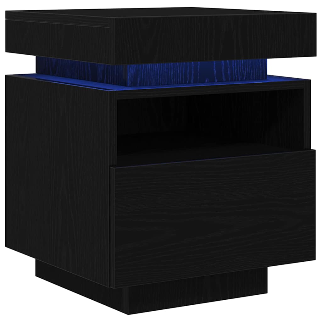 Sängbord 2 pcs Svart ek 40 x 39 x 48.5 cm Konstruerat trä