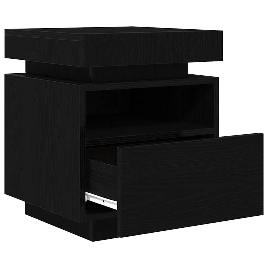 Sängbord 2 pcs Svart ek 40 x 39 x 48.5 cm Konstruerat trä