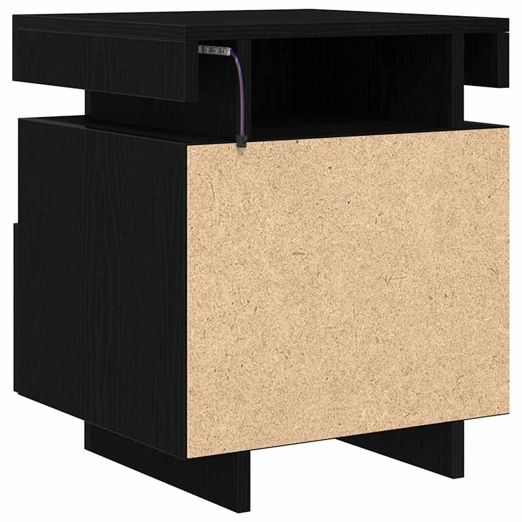 Sängbord 2 pcs Svart ek 40 x 39 x 48.5 cm Konstruerat trä