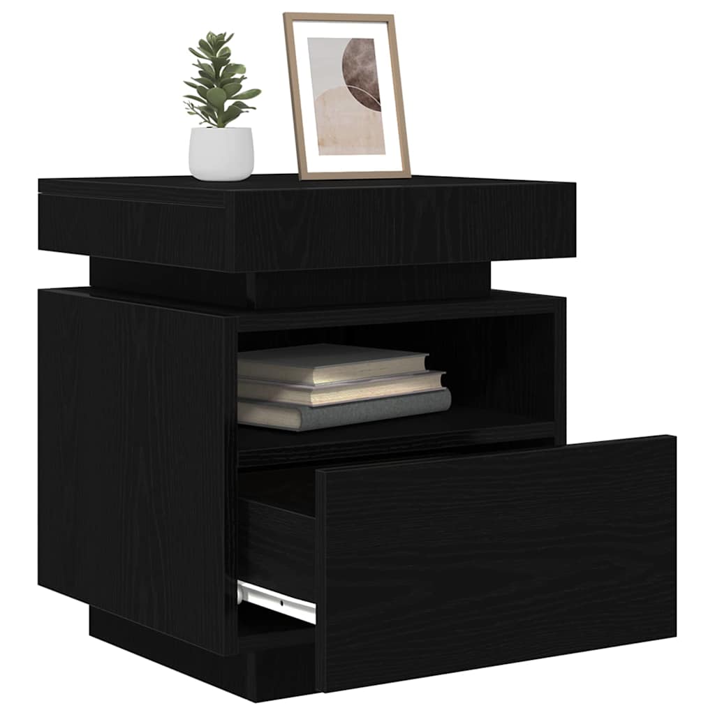 Sängbord 2 pcs Svart ek 40 x 39 x 48.5 cm Konstruerat trä