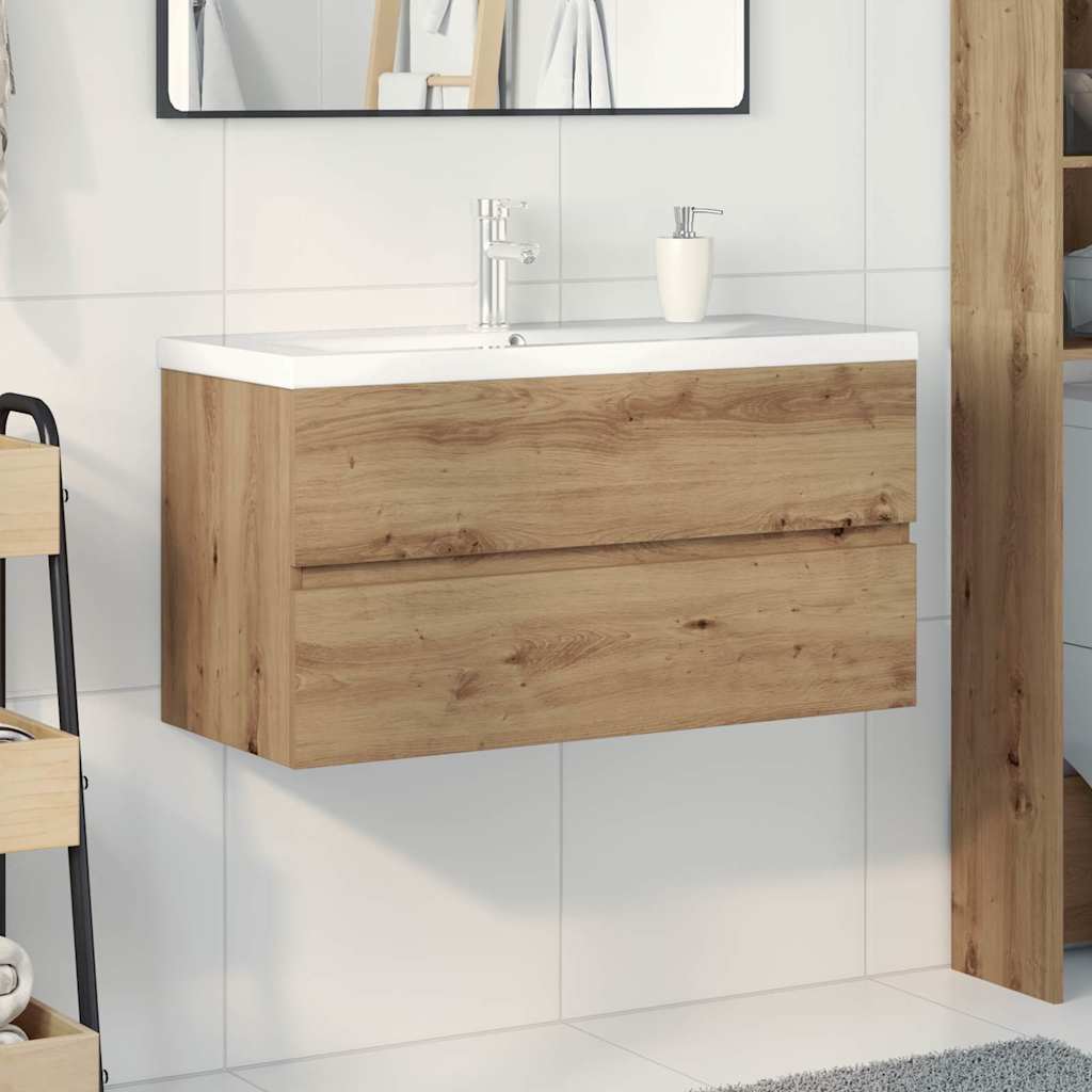 Badrumsunderskåp med inbyggt handfat och kran Artisan Ek