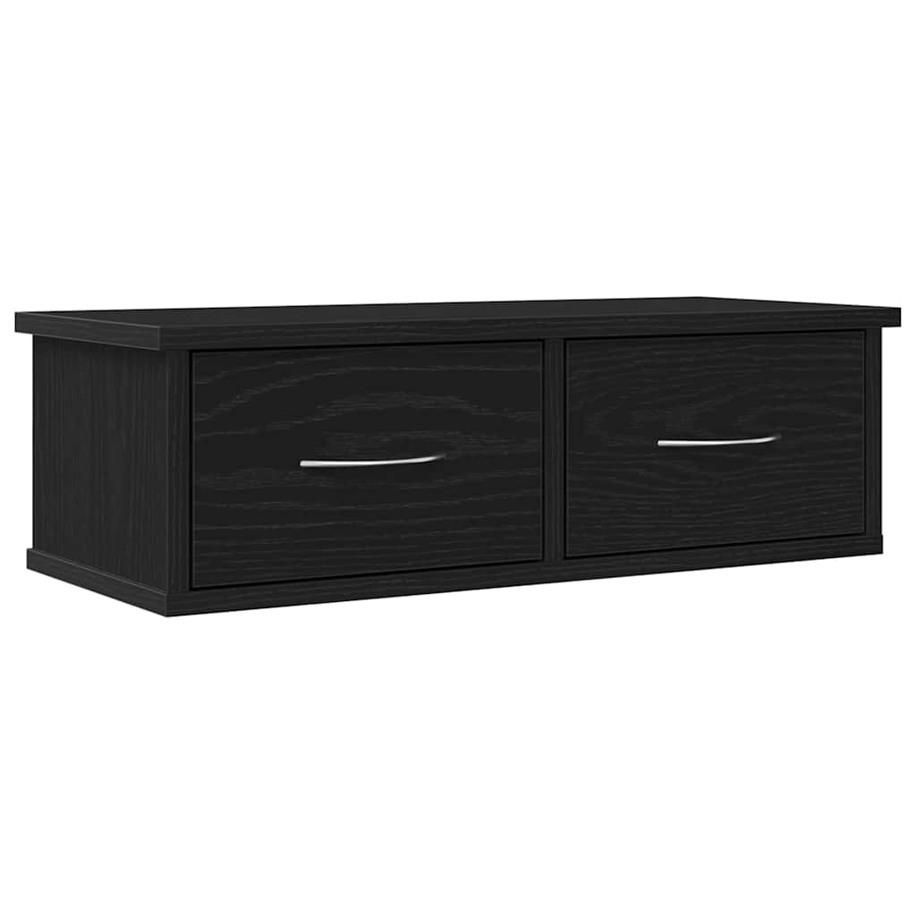 Väggskåp med låda Svart ek 60 x 26 x 18.5 cm Konstruerat trä