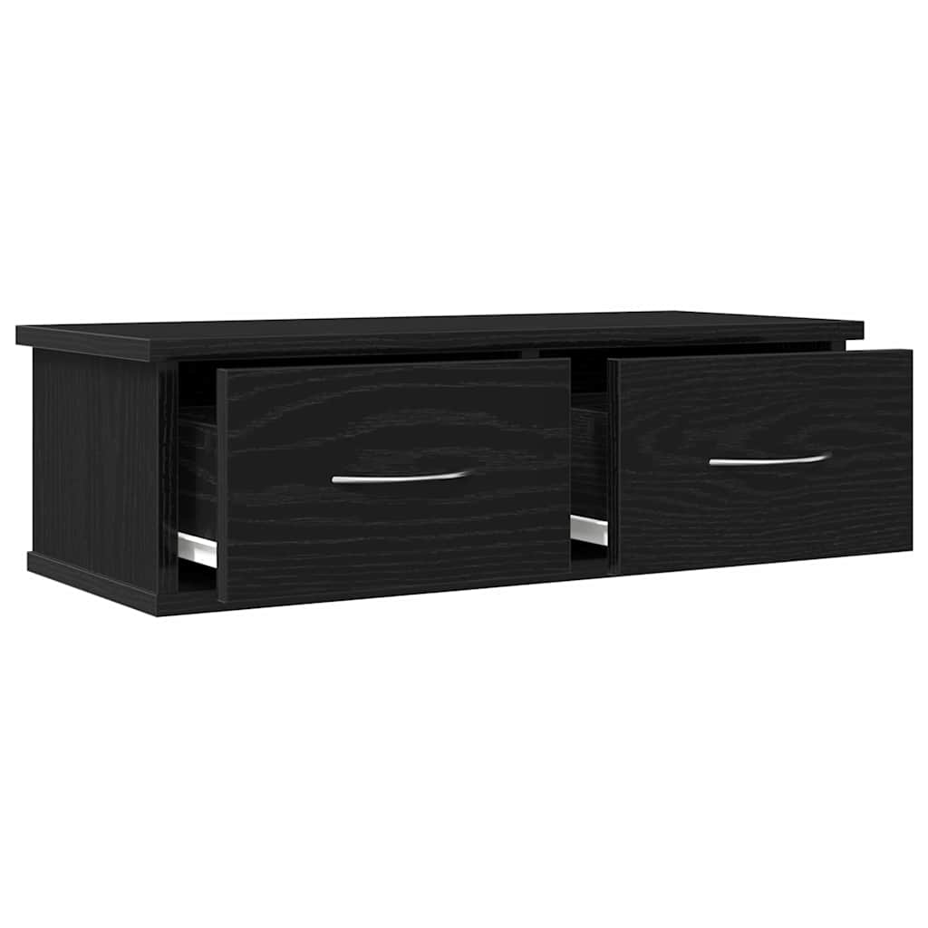 Väggskåp med låda Svart ek 60 x 26 x 18.5 cm Konstruerat trä