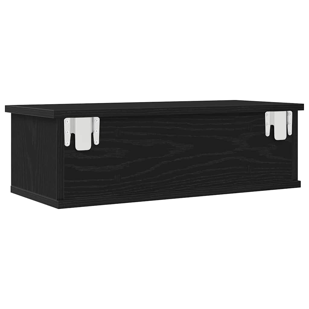 Väggskåp med låda Svart ek 60 x 26 x 18.5 cm Konstruerat trä
