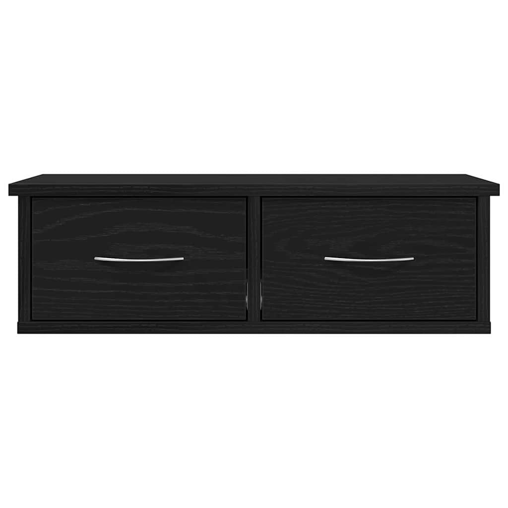 Väggskåp med låda Svart ek 60 x 26 x 18.5 cm Konstruerat trä