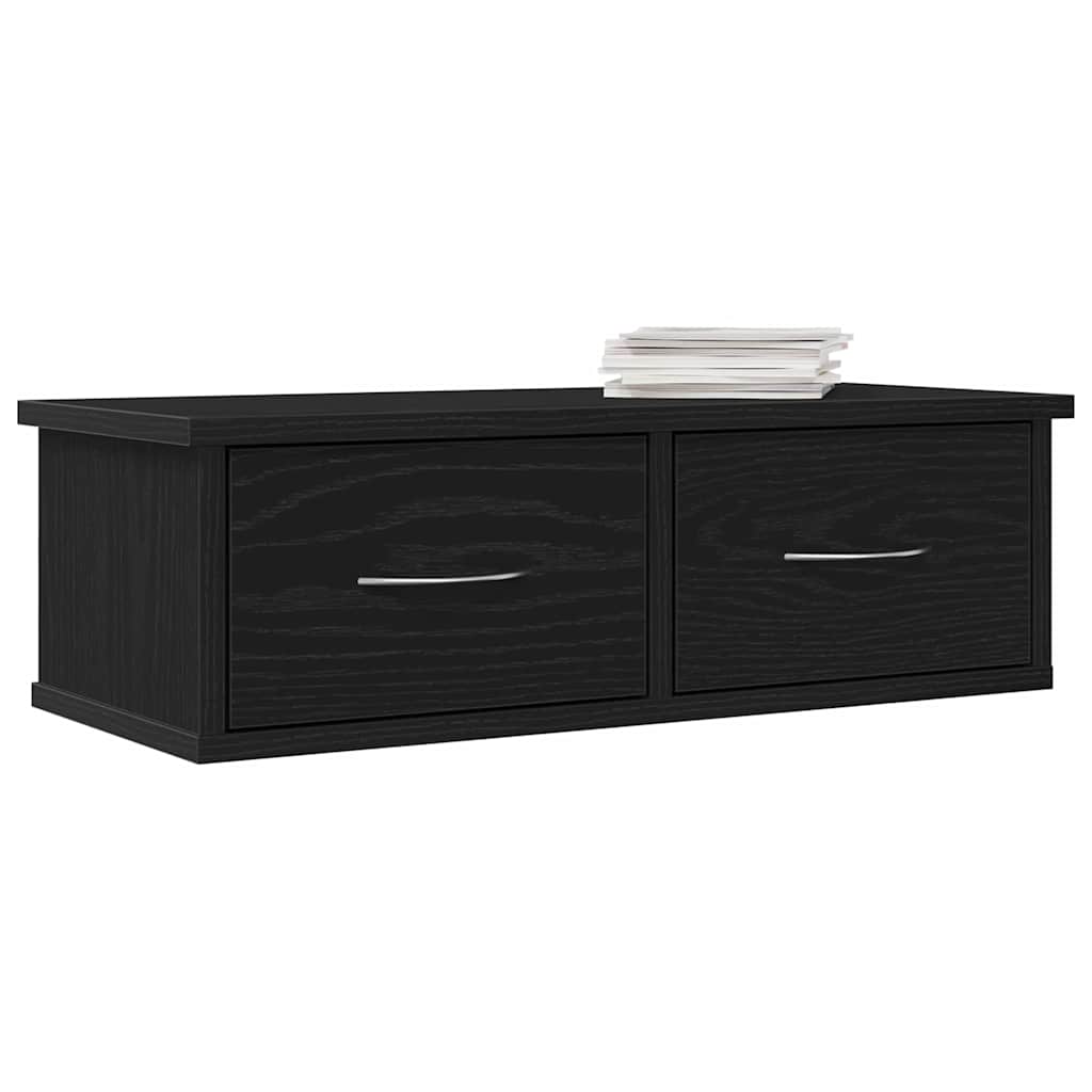 Väggskåp med låda Svart ek 60 x 26 x 18.5 cm Konstruerat trä