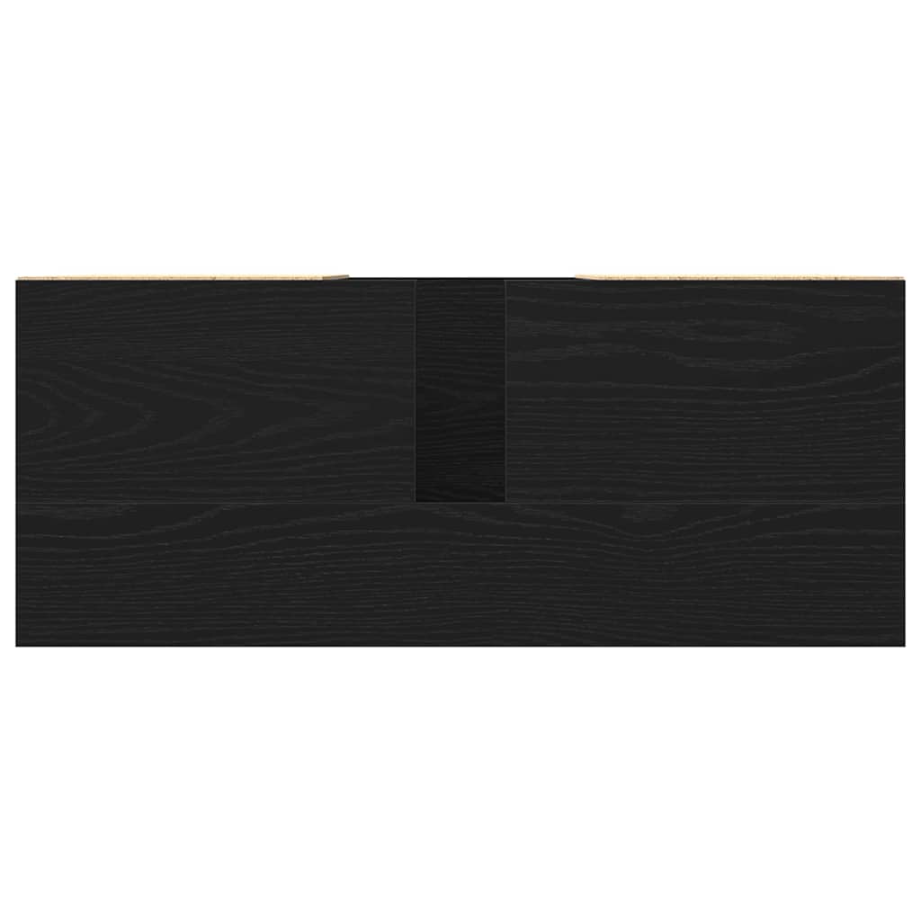 Badrumsskåp med låda Svart Ek 80 x 33 x 60 cm
