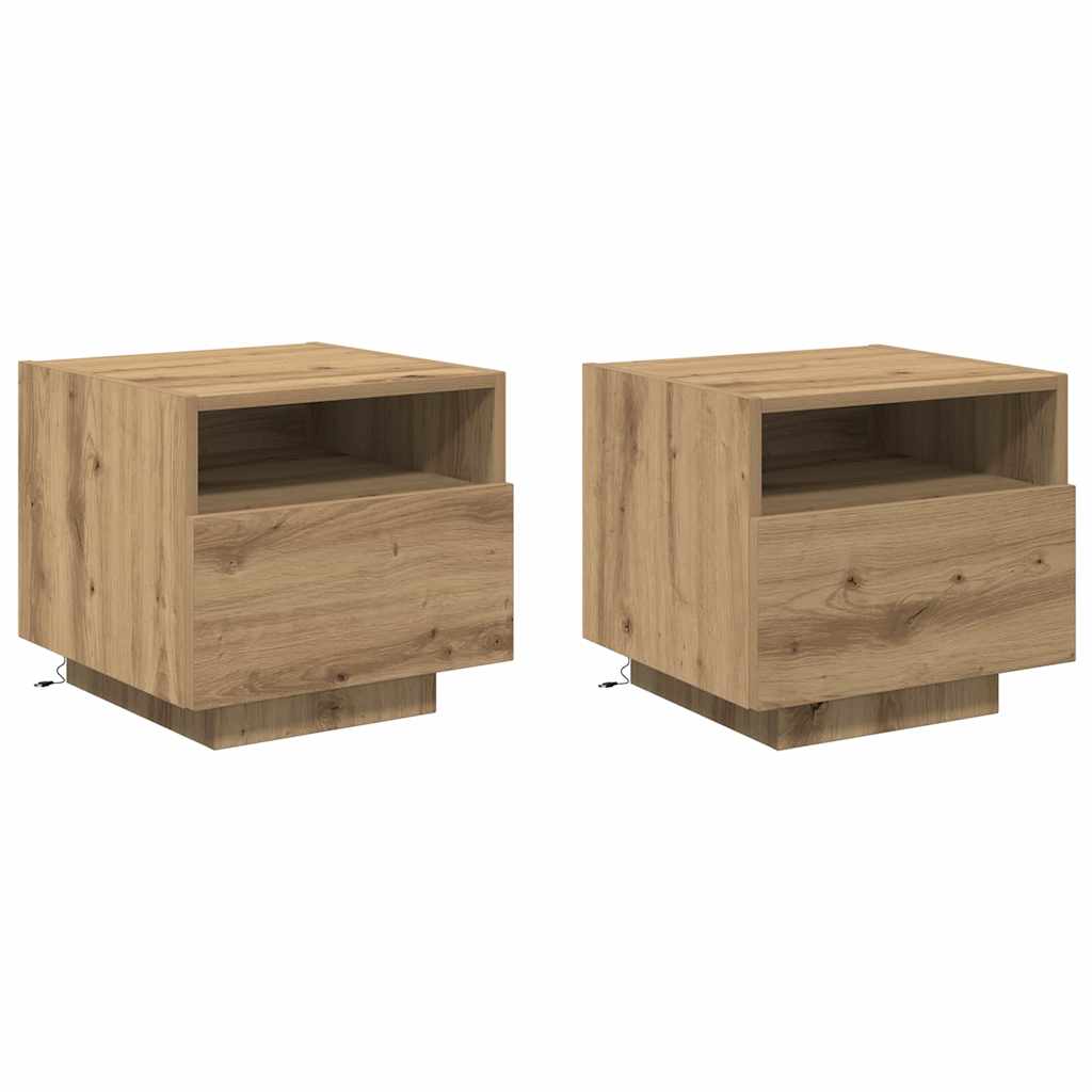 Sängbord 2 pcs artisan ek 40 x 39 x 37 cm Konstruerat trä