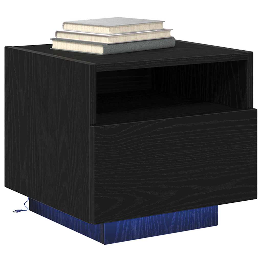 Sängbord 2 pcs Svart ek 40 x 39 x 37 cm Konstruerat trä