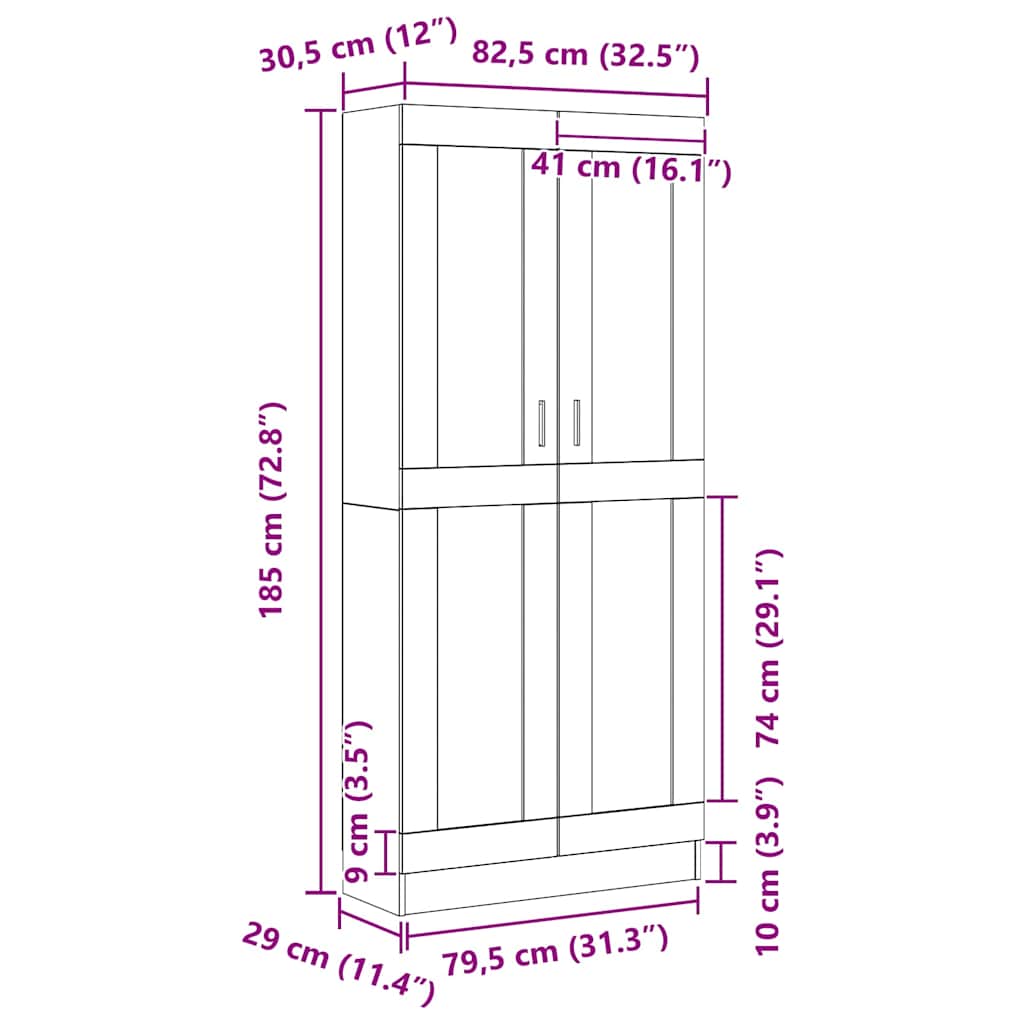 Bokskåp Svart ek 82.5 x 30.5 x 185 cm Konstruerat trä