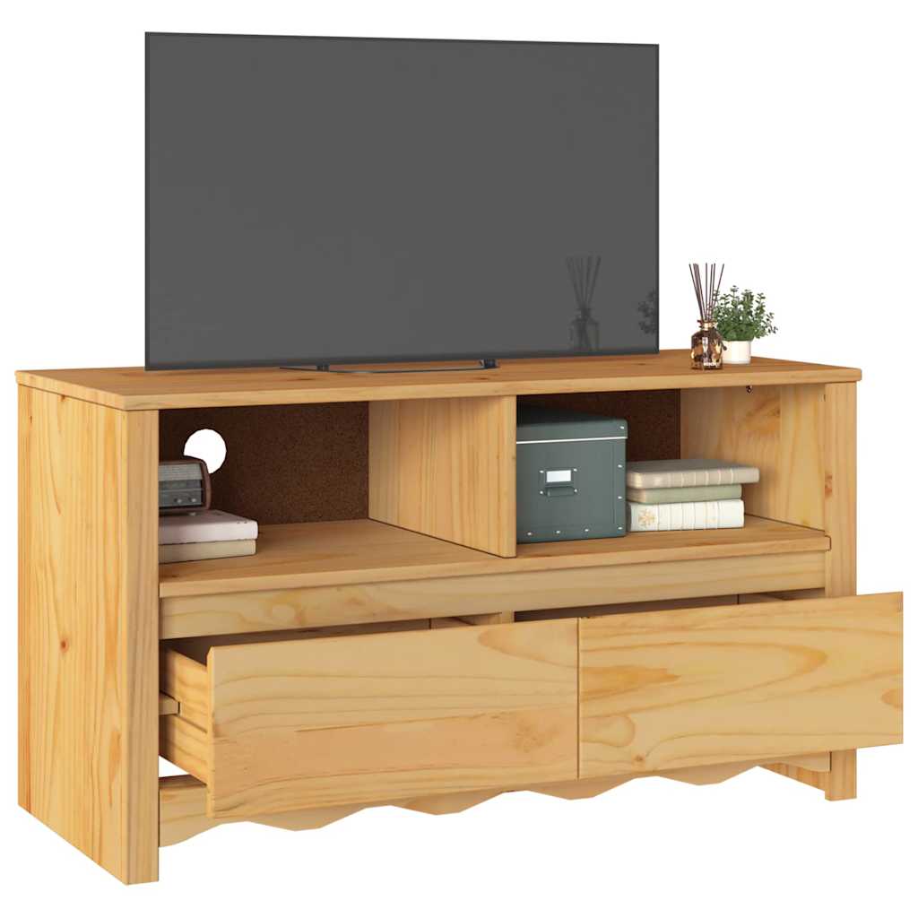 TV-skåp med låda Drammen Ek 99 x 43 x 55 cm Massivt tallträ