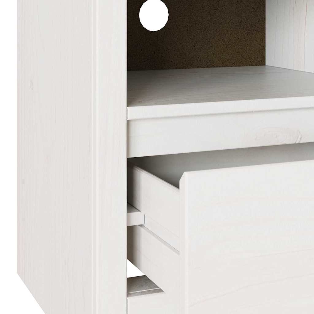TV-skåp med låda Drammen Vit 99 x 43 x 55 cm Massivt tallträ