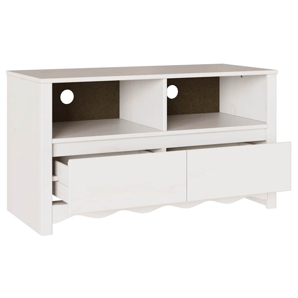 TV-skåp med låda Drammen Vit 99 x 43 x 55 cm Massivt tallträ