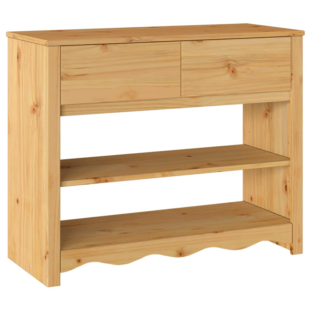Avlastningsbord Konsollbord Trä med låda Drammen Ek 89.5 x 37 x 73 cm Massiv furu